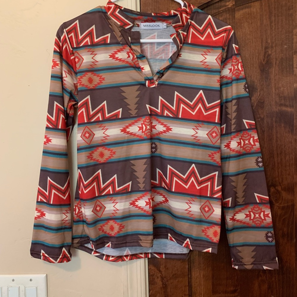 Aztec long sleeve pullover